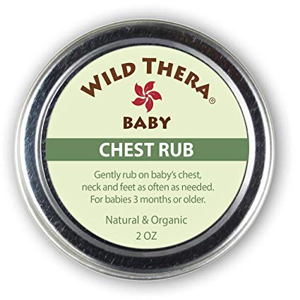 Wild Thera Baby Chest Rub Balm. Herbal Organic solution for sniffles, congestion, sinus, allergies & runny nose. Gentle relief with Eucalyptus, Ginger, Thyme, Echinacea and more help baby sleep.