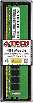 A-Tech 4GB DDR4 2133MHz DIMM PC4-17000 UDIMM Non-ECC 1.2V CL15 288-Pin Desktop Computer RAM Memory Upgrade Module