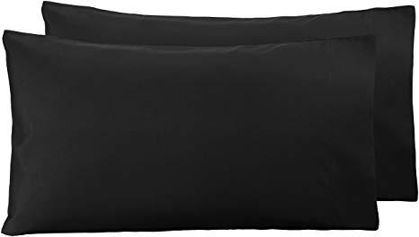 AmazonBasics Microfiber Pillowcases, Black – Set of Two