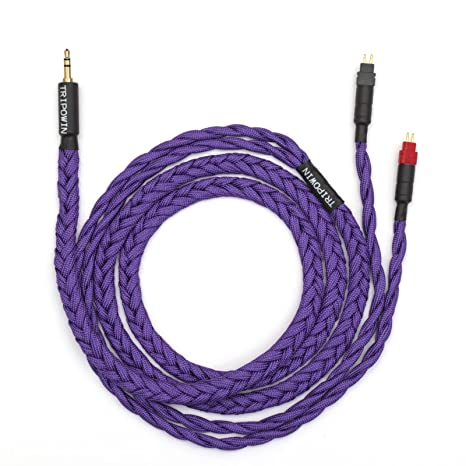 Tripowin GranVia Upgraded OFC High Purity Headphone Audio Replacement Cable (3.5mm Plug, HD650, 1.5m Length, Purple)