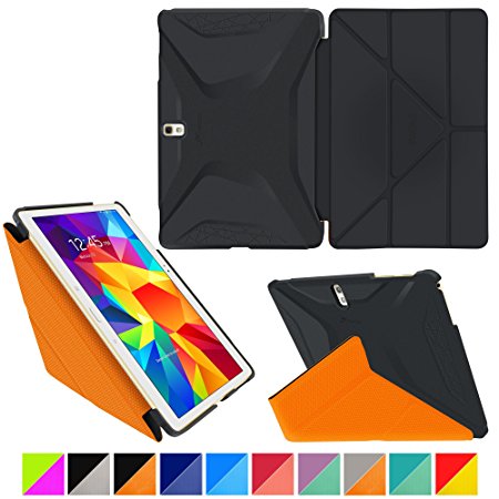 rooCASE Samsung Galaxy Tab S 10.5 Case - Origami 3D [Granite Black / rooCASE Orange] Slim Shell 10.5-Inch Smart Cover