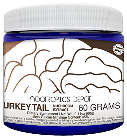 Turkey Tail Mushroom Powder | 60 Grams | Trametes versicolor | Organic Whole Fruiting Body Extract | Promotes Healthy Cellular Function