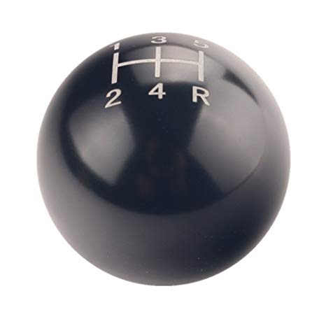 Dewhel JDM Round Ball Billet Weighted Five-Speed 5 Speed MT Manual Gear Stick Shifter Shift Knob M10 x 1.5 Screw On For Honda Acura (Black)