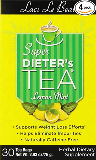 Laci Le Beau Super Dieter's Tea, Lemon Mint, 30-Count Box (Pack of 4)