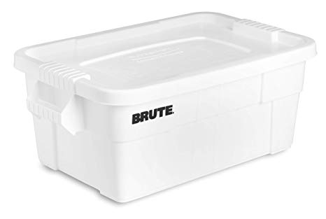 Rubbermaid Commercial Products BRUTE Tote Storage Container with Lid, 14-Gallon, White (FG9S3000WHT)