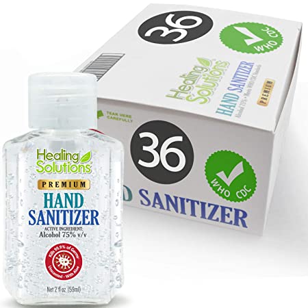 Hand Sanitizer Gel (36 Pack - Mini 2 oz Bottle) - 75% Alcohol - Kills 99.99% of Germs - Small 2oz Bulk Travel Size Individual Personal Pocket 2 Ounce Bottles