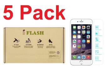 [5 Pack Promotion] iFlash Tempered Glass Screen Protector For Apple iPhone 6 Plus / 6S Plus 5.5" Model - Crystal Clear / 2.5D Rounded Edges / 9H Hardness / Scratch Proof / Bubble Free / Oleophobic