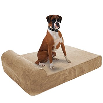 Large Ultimate Luxury 7 inch Gel Memory Foam Orthopedic Dog Bed with Bolster | Lucky Dog Lifetime Guarantee Series | Most Supportive, Luxurious Pet Bed in the World | 100% USA Made with Certi-Pur Non-Toxic Foams | Engineered for Large Breed Dogs to Provide Support & Ultimate Comfort for Life