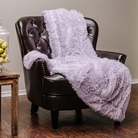 Chanasya Shaggy Longfur Faux Fur Throw Blanket - Fuzzy Lightweight Plush Sherpa Fleece Microfiber Blanket - for Couch Bed Chair Photo Props (60x70 Inches) Light Purple Orchid