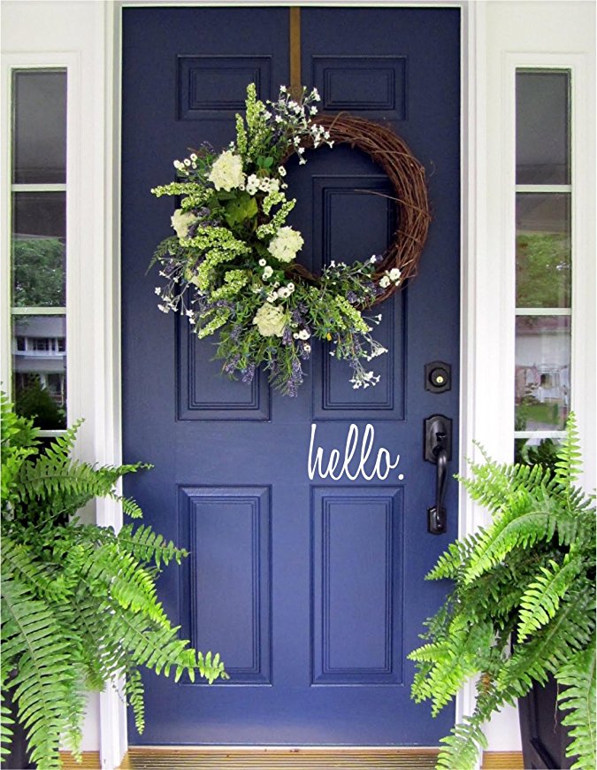 N.SunForest Hello Quote Greeting Front Door Decal Script Lettering Entry Way or Porch Vinyl Sticker Farmhouse Decor