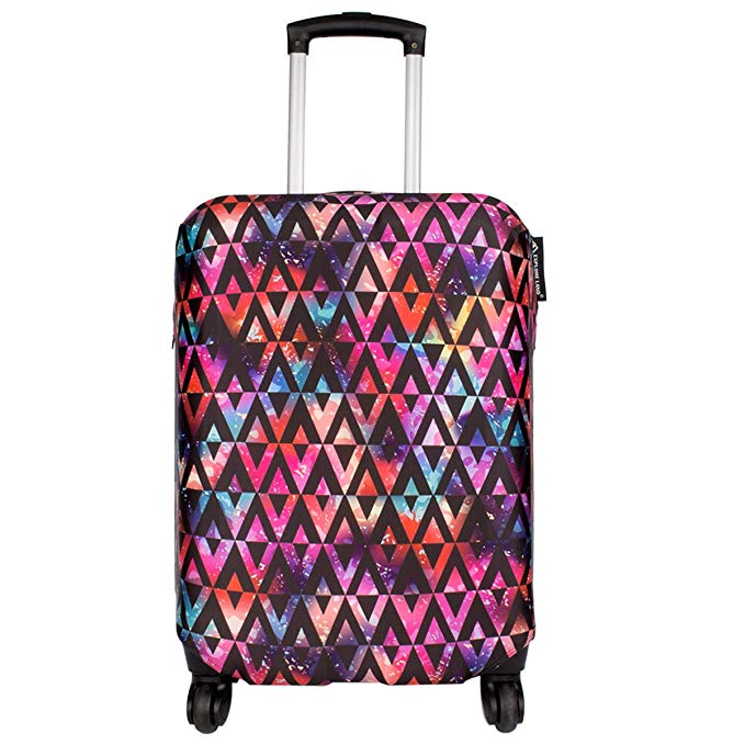 Explore Land Travel Luggage Cover Suitcase Protector Fits 18-32 Inch Luggage (Fantasy Triangle, M(23-26 inch Luggage))