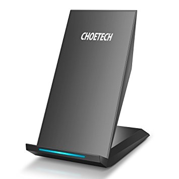 Fast Wireless Charger, CHOETECH Qi Fast Charge Wireless Charger Stand for Samsung Galaxy Note 8 S8 Plus S8  S8 S7 S7 Edge Note 5 and Standard Charge for iPhone X iPhone 8 iPhone 8 Plus (No AC Adapter)