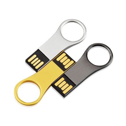 KALSAN 3pcs Metal USB Flash Drives 8GB Flash Drives in Multi-Color (Gold,Silver,Rifle)