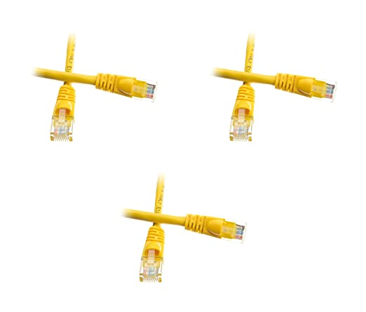 2 Foot Cat5e Snagless/Molded Boot Yellow Ethernet Patch Cable, 3-Pack (CNE52639)
