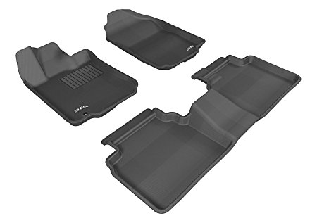 3D MAXpider Complete Set Custom Fit All-Weather Floor Mat for Select Ford Fusion Models - Kagu Rubber (Black)