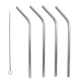 Boncas Stainless Steel Drinking Straws Set of 4 Free Cleaning Brush Included