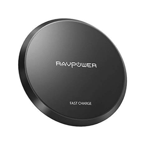 RAVPower Wireless Charger Upgraded Qi-Certified Wireless Charging Pad 10W Fast Charger for Galaxy S9/ S8/ S7, 5W Qi Charger for iPhone XR XS Max with All Qi-Enabled Devices (No AC Adapter)