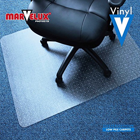 Marvelux 30x48" Vinyl (PVC) Rectangular Chair Mat for Carpets | Clear