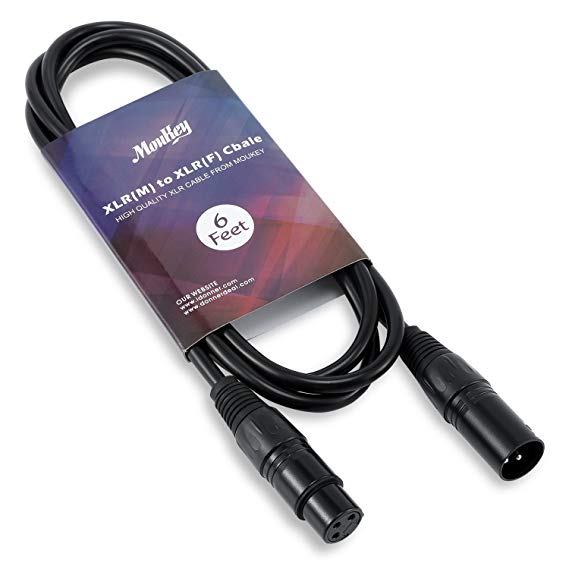 Moukey 6 Feet XLR Cable Male to Female Microphone Cable For Audio Black