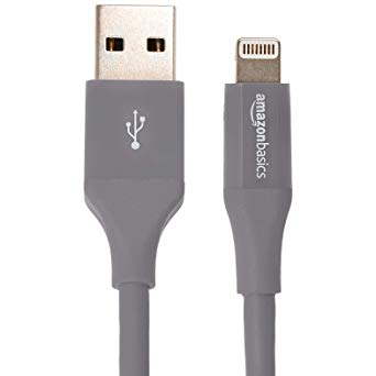 AmazonBasics Lightning to USB A Cable, Advanced Collection, MFi Certified iPhone Charger, Grey, 4 Inch, 2 Pack