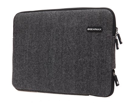 Gearmax(TM) 15.4"/15.4 Inch Woolen Herringbone Laptop Sleeve Case Bag for Notebook / Tablet / Macbook / Surface（15.6 Inch,Black）