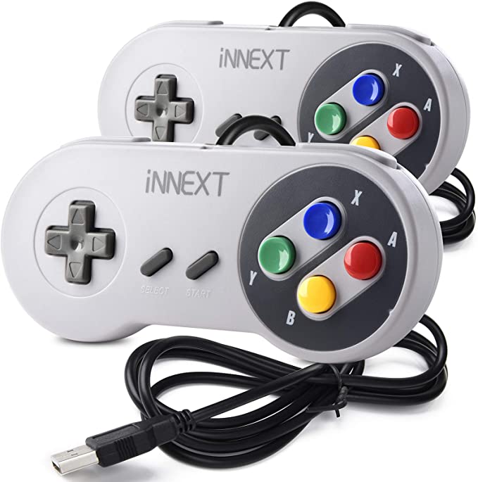 2 Pack New SNES Super Controller, iNNEXT Retro USB Super Classic Controller for PC Mac Linux Raspberry Pi 3