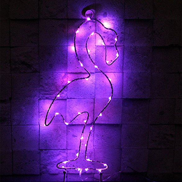 Pink Flamingo Lights, Halloween Christmas Kids Gifts, Jeasun LEDs Romantic Wall Fairy Lights Battery Operated for Anniversary Valentine's Day Party Holiday Birthday Window Bedroom Home Decoration