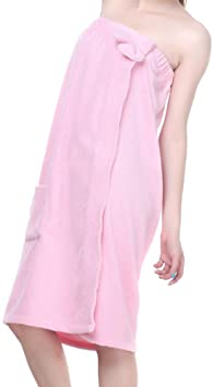 YORKING Ladies Bath Towel Wrap Dress Microfiber Super Absorbent Bath Towel Dress Hot Spring Shower Body Wrap(Pink)