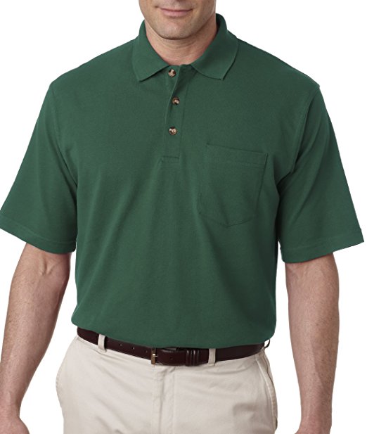 UltraClub Men's Short Sleeve Pocket Polo Shirt