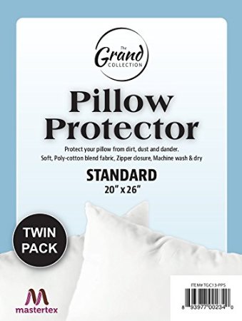 Zippered Pillow Protector - Set of 2 - Poly/Cotton - Standard Size