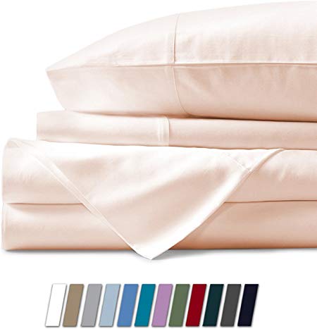 500 Thread Count 100% Cotton Sheet Ivory Twin XL Sheet Set,3-Piece Long-staple Combed Sheets,Breathable,Soft & Silky Sateen Weave Fits Mattress Upto 18'' Deep Pocket – 1 BONUS PILLOWCASE