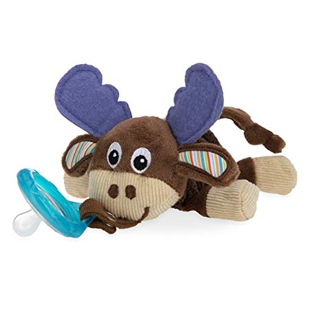 Nuby Calming Natural Flex Snuggleez Pacifier with Plush Combo Set for Cuddling with Comfort, 0M , Moose