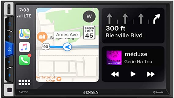 Jensen CAR70V 7" Digital Media Receiver Compatible with Android Auto and Apple CarPlay