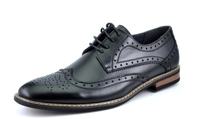 Bruno HOMME MODA ITALY PRINCE Men's Classic Modern Oxford Wingtip Lace Dress Shoes