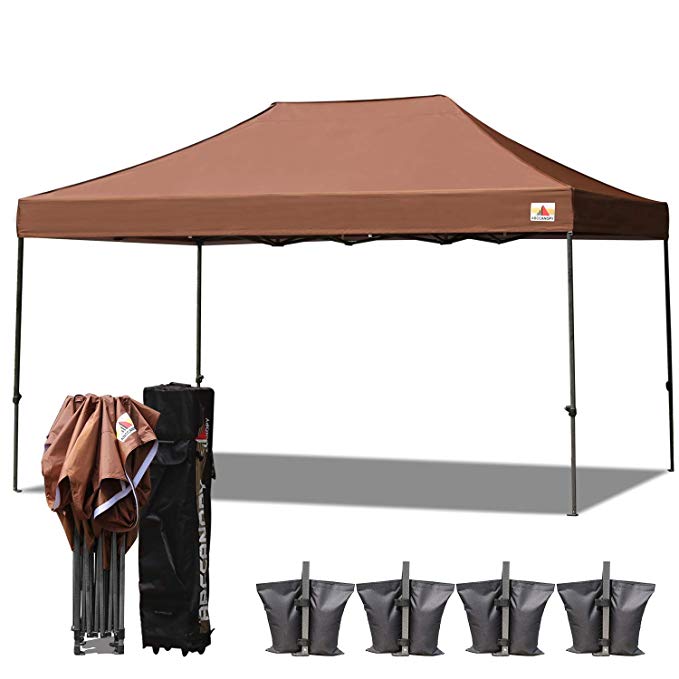 ABCCANOPY 10x15 Pop up Gazebo Canopy Tent Instant Canopy Commercial Outdoor Canopy Bonus 4X Weight Bag (Brown)