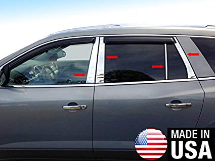 Made In USA! Works With 2007-2017 Buick Enclave 8PC Stainless Steel Chrome Pillar Post Trim