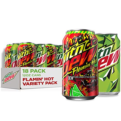 Mountain Dew Flamin Hot Variety Pack, Original & Flamin Hot, 12oz Cans (18 Pack)