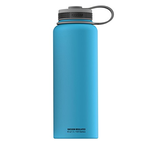 Asobu, The Mighty Flask, Wide Mouth Insulated Water Bottle, Stainless Steel, 40 oz., Blue