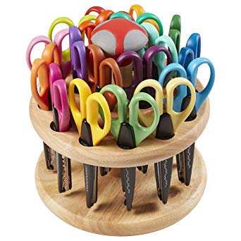 ECR4Kids Kraft Edgers Craft Scissor Set - Decorative Paper Edger Scissors with with Rotating Stand - For Kids, Teachers, Scrapbookers, DIY Projects (18 Pairs)