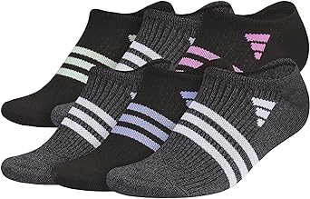 adidas Women's Superlite 3.0 No Show Athletic Socks (6-Pair) Low-Profile Fit with Targeted Padding and Arch Compression