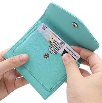 Women's RFID Blocking Small Credit Card Holder Wallets Leather Pocket Mini Purse