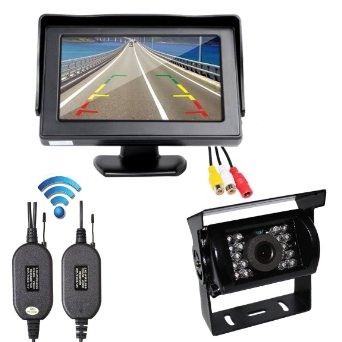 Wireless Backup Camera and Monitor Kit, 4.3 inch Color TFT LCD Mirror Monitor with HD CCD Car Rear View Wireless Backup Camera Kit