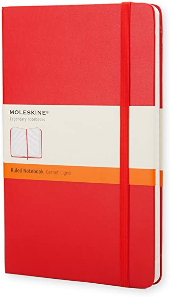 Moleskine - Classic Ruled Paper Notebook - Hard Cover and Elastic Closure Journal - Color Scarlet Red - Size Large 13 x 21 A5 - 240 Pages