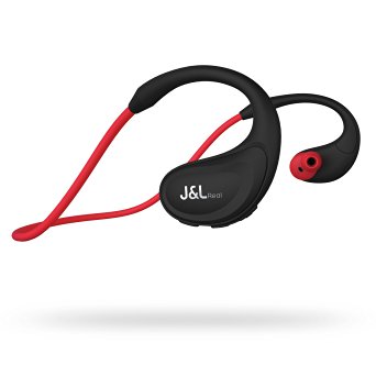 J&L-200 Swan Bluetooth Earbuds, Sports Wireless Headphones (Bluetooth V4.1, Sweat-proof ,CVC 6.0, Noise cancelling) (Red)