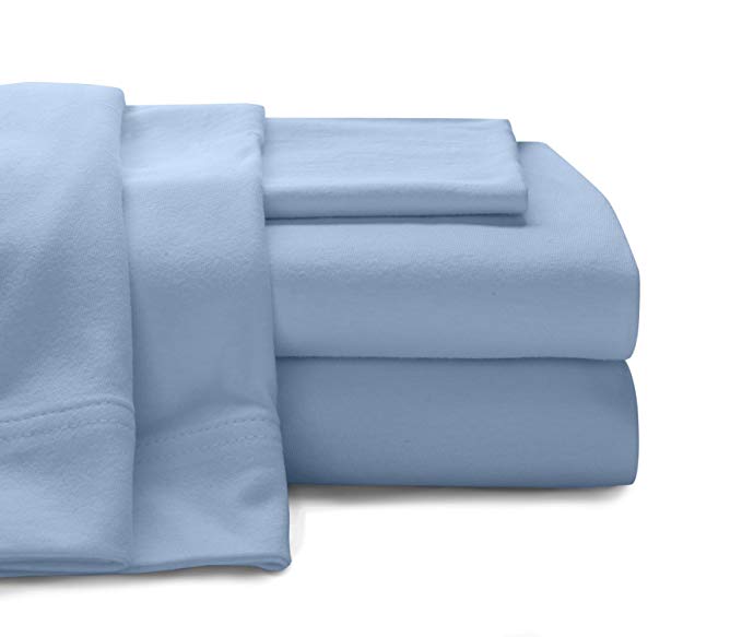 Baltic Linen Jersey Cotton Sheet Set Queen Blue 4-Piece Set