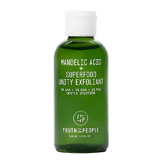 Youth To The People Mandelic Acid   Superfood Unity Exfoliant - Face Exfoliator, Gentle Solution with BHA Salicylic Acid, AHA, PHA - Vegan Facial Toner to Clear Pores   Smooth Texture (4oz)