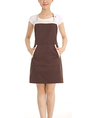 Tsing Kitchen Apron with Adjustable Neck Strap, Chef Apron with Front pockets,Perfect for Cooking, Baking, Barbequing, Working-Brown (1 Pack)