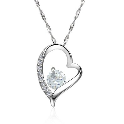 Finov Love Theme Shinning in My Heart 2ct Gem Crystal Pendant Necklace