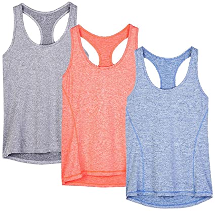 icyzone Workout Tank Tops for Women - Racerback Athletic Yoga Tops, Running Exercise Gym Shirts(Pack of 3)