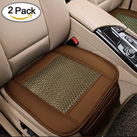 2pc Car Seat Cushion Breathable Rattan Design Pad Mat Interior Covers Cushion for Auto Supplies Office Chair with PU Leather Bamboo Charcoal(Brown)
